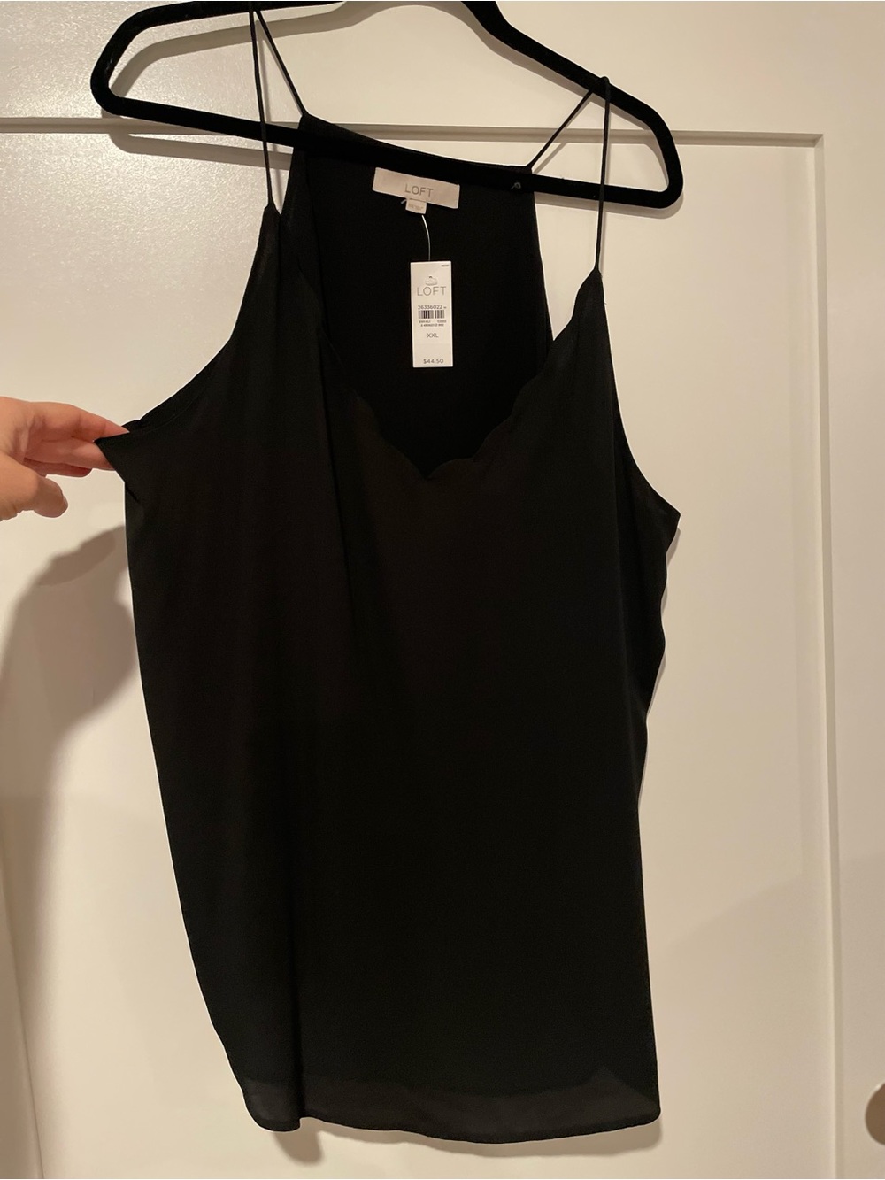 LOFT Sexy Scalloped V-Neck Silk-Look Cami with Thin Straps